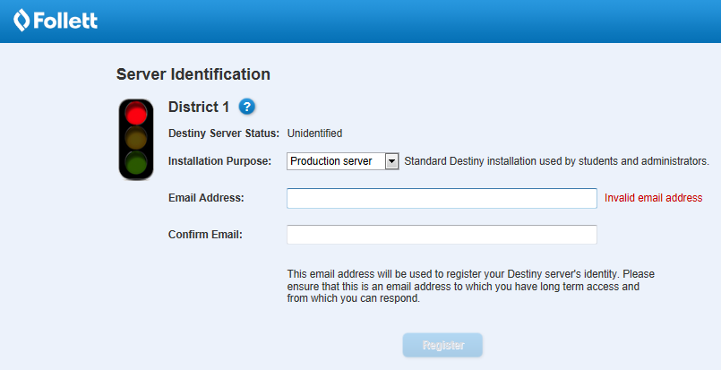 Server Identification pop-up with Email Address fields.